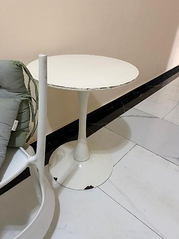 balkon stol stul: 2 Stul + Dairəvi Masa Dəsti – Ağ Rəng Masa və 2 ədəd stul satılır — 3