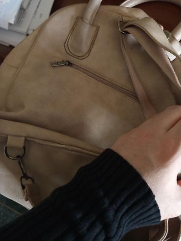 Çantalar: Bej rəngli Fendi yazılı çanta/backpack - Material: süni dərini — 3