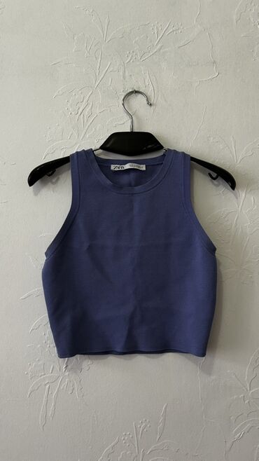 женские кофты со шнуровкой: Qadın ribli top - Rəng: tünd bənövşəyi/indigo - Model: qolsuz, kruq