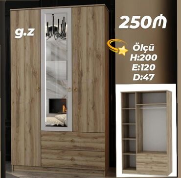 Komodlar: Yeni, Açılan, 3 qapılı Düz dolab, Qarderob, paltar dolabı, Azərbaycan