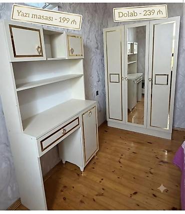 Ağ-qızılı dizaynda uşaq/yeniyetmə otağı üçün mebel dəsti. Yazı masası lalafo.az -da Ağ-qızılı dizaynda uşaq/yeniyetmə otağı üçün mebel dəsti. Yazı masası
