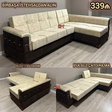 Künc divan – çevrilən model - Ölçü: 150×240 sm - L‑şəkilli künc lalafo.az -da Künc divan – çevrilən model - Ölçü: 150×240 sm - L‑şəkilli künc