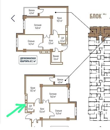 Продажа квартир: 2 комнаты, 70 м², Технопарк Элитка, 2 этаж, ПСО (под самоотделку) — 2
