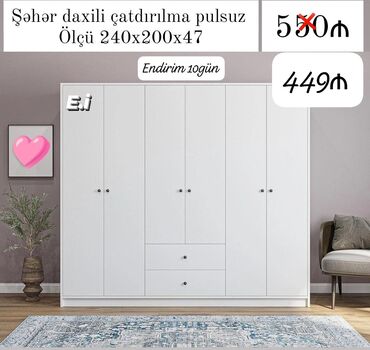 Açılan, 6 qapı Düz dolab, Qarderob, paltar dolabı