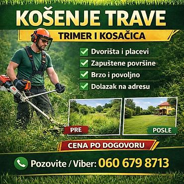 Vršimo uslužno kosenje trave trimerom i kosačicom. ✔️Dvorišta — 1