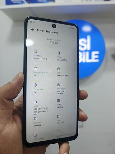 ucuz.telefon: Infinix Smart 8, 64 GB, rəng - Mavi, Sensor — 5