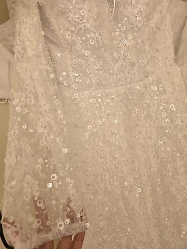 Toy paltarları və aksesuarları: Ağ gəlinlik – zərif krujeva və payet işləməli - Model: “off-shoulder” — 4