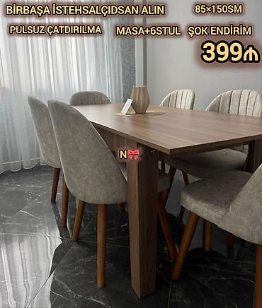 agac satilir: Dördbucaq masa, Qonaq otağı üçün, 6 nəfər, Zəmanətli — 1