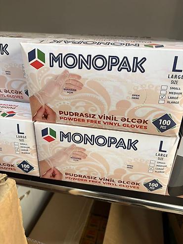 elcek qiymeti: MONOPAK birdəfəlik əlcəklər Məhsul növləri: - Pudralı lateks əlcək — 2