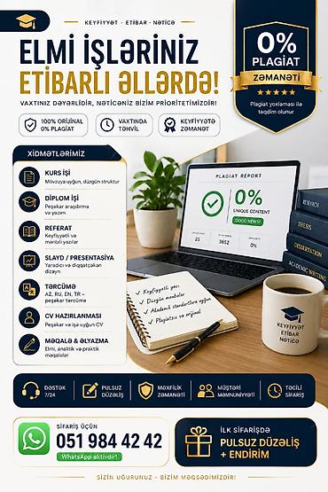 Digər xidmətlər: Kurs işi, diplom işi, referat yazılması | Plagiatsız | Sürətli və — 1