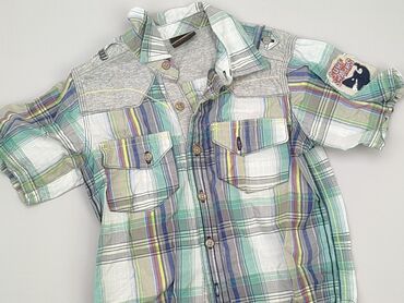 krótki beżowy trencz: Shirt 2-3 years, condition - Very good, pattern - Cell, color - Green