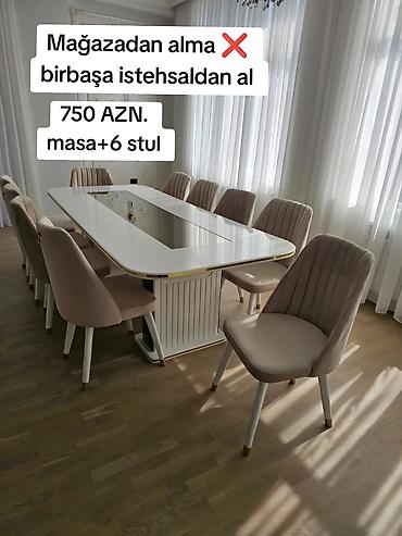 Qonaq otağı üçün, Yeni, Açılmayan, Oval masa, 6 stul