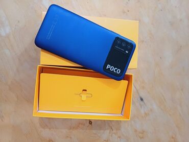 телефон сатам: Poco M3, Б/у, 64 ГБ, цвет - Синий, 2 SIM