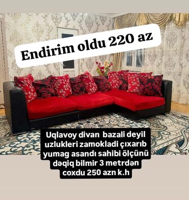 divanlarin uzlenmesi: Künc divan, Açılmayan, Bazasız, Parça, Çatdırılma yoxdur