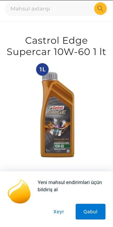 Mühərrik yağları: Castrol, 1 l, 10w60