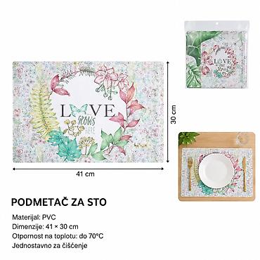 KMT PVC podmetač za sto sa štampom “LOVE” - Brend: Kmt style - na lalafo.rs KMT PVC podmetač za sto sa štampom “LOVE” - Brend: Kmt style -