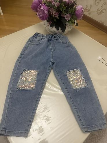 klassik şalvar: Uşaq cins şalvarı - Rəng: klassik açıq mavi denim - Ölçü: 120 — 1