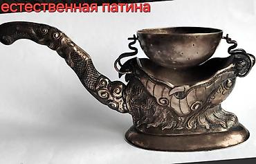 Антиквариат: Серебряный редкий сувенир "ДРАКОН"-ситечко для чая (1950 г.) 900 — 5