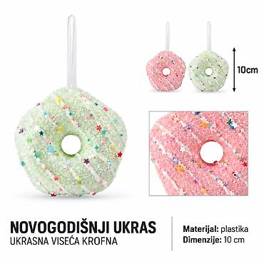 KMT Božićni viseći ukras krofna, pastelne boje 286382 Dekorativni