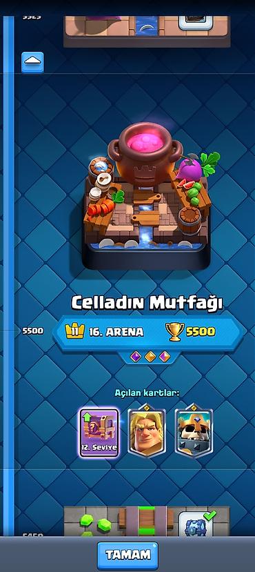 Clash Royale oyun hesabı - Arena: 16 (Celladın Mutfăğı), 5500+ kupa -