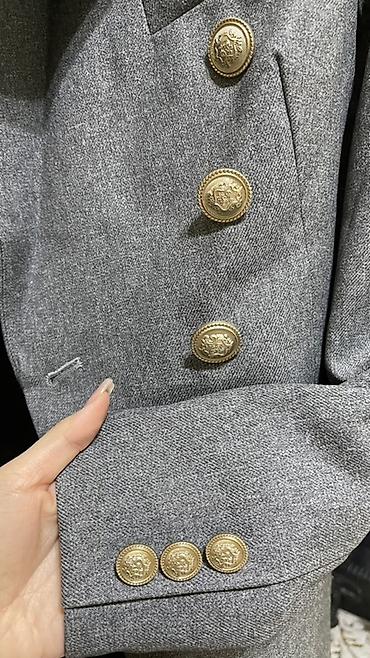 Пиджаки, жакеты: Женский двубортный пиджак в классическом стиле - Цвет: серый меланж - — 13