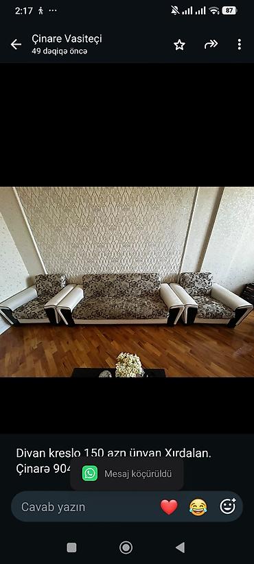cinare: Divan kreslo 150 azn ünvan Xırdalan. Çinarə 9043 — 1