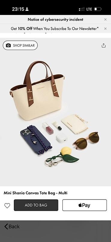 Классические сумки: Мини-сумка-тоут Charles & Keith Shania Canvas Tote Bag (Multi) 🇺🇸✅ — 3
