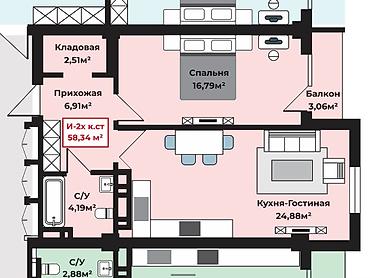 продажа 2 ком квартир: 1 комната, 53 м², Ала-Арча ТРЦ Элитка, 5 этаж, ПСО (под самоотделку) — 2