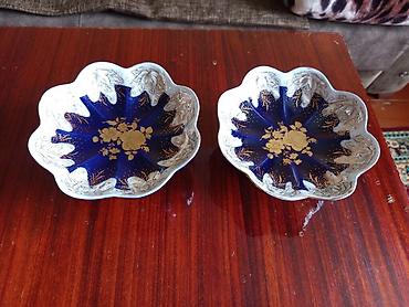 Digər dəstlər və servizlər: Məişət qabları dəsti 2ci əl - 2 ədəd dekorativ porselen oval boşqab — 7