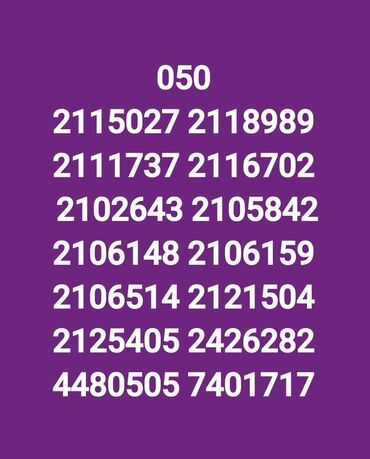 SİM-kartlar: Number: ( 050 ) ( 2102643 )