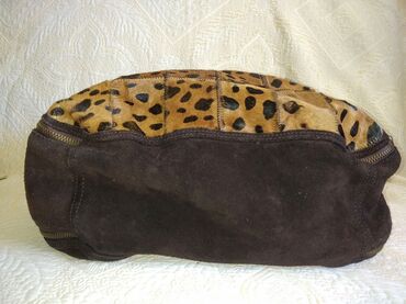 Torbe: Fantastična kožna braon torba sa prirodnom dlakom Odlična skupocena i — 7