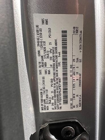диспы: Ford F-150: 2018 г., 2.7 л, Автомат, Бензин, Пикап — 2