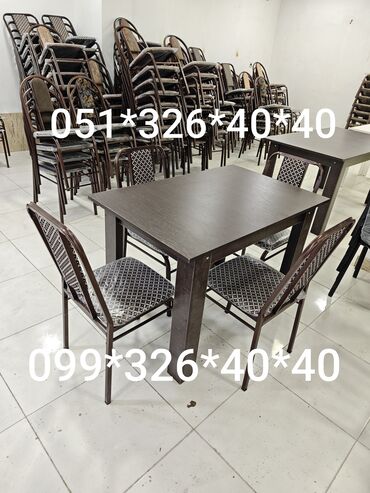 Masa və oturacaq dəstləri: Mətbəx üçün, Yeni, Açılmayan, Dördbucaq masa, 4 stul — 5
