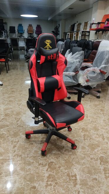 Ofis və oyun kresloları: Yeni, Təkərli, Qolları tənzimlənmir, Dəri — 5