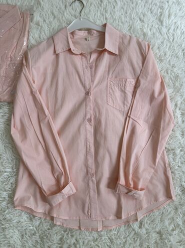 женская розовая рубашка: Рубашка, Классическая модель, Оверсайз, Китай