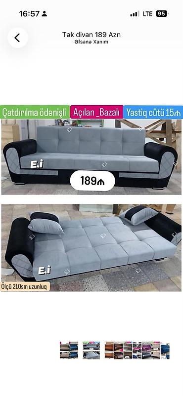 Divanlar: Tək divan – açılan, bazalı model - Qiymət: 189 AZN - Ölçü: 210 sm — 1