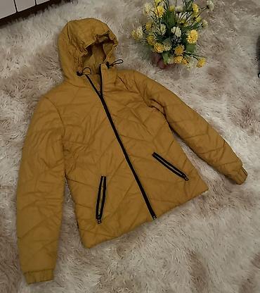 yeni sezon kurtkalar: Xardal rəngli kapüşonlu qışlıq/qışa uyğun jaket - Rəng: xardal — 1