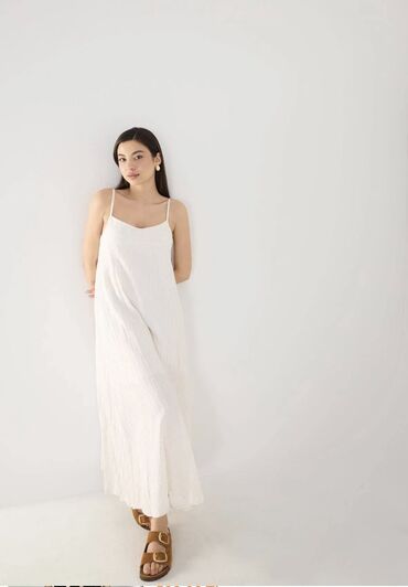 белые платье: Повседневное платье, Турция, Лето, Длинная модель, Сарафан, M (EU 38)