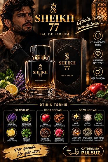 SHEIKH 77 – Eau de Parfum Güclü, sirli, unudulmaz kişi ətiri lalafo.az -da SHEIKH 77 – Eau de Parfum Güclü, sirli, unudulmaz kişi ətiri