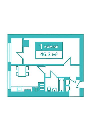 джидда: 1 комната, 46 м², Индивидуалка, 3 этаж, ПСО (под самоотделку) — 2