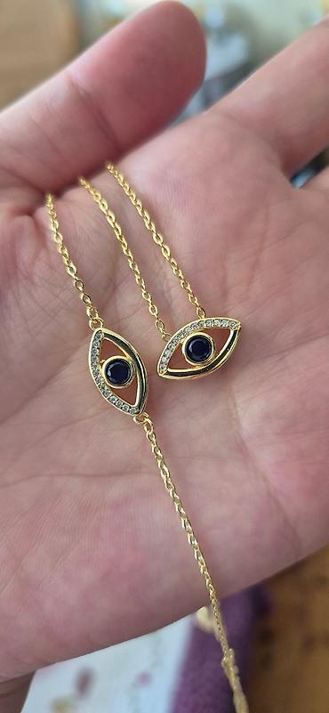 Наборы украшений: КОМПЛЕКТ. Элегантное золотистое колье с подвеской в форме глаза и — 11