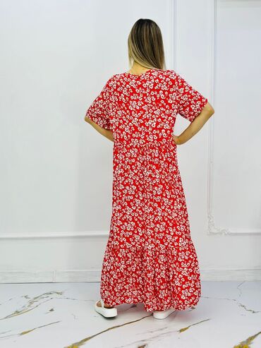 женское платье 42 размера: Повседневное платье, Лето, Длинная модель, Штапель, Прямое, XL (EU 42)