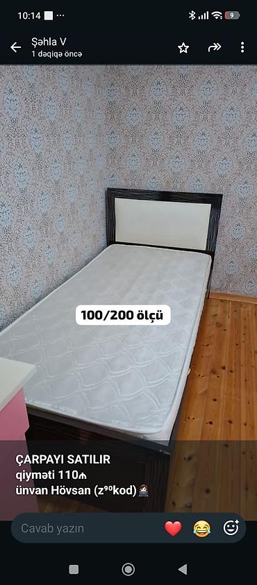 İşlənmiş, Təknəfərlik çarpayı, Bazasız, Matras ilə, Siyirməsiz