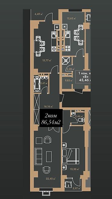 дворец: 2 комнаты, 86 м², Дворец спорта 16 этаж, ПСО (под самоотделку) — 1