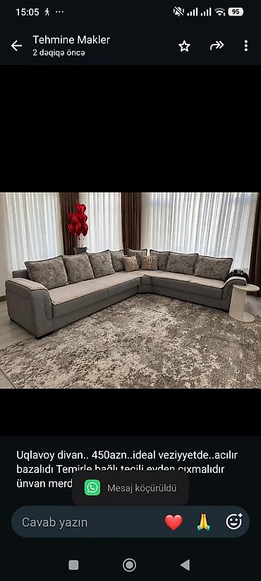 Uqlavoy divan. 450azn. ideal veziyyetde. acılır bazalıdı Temirle