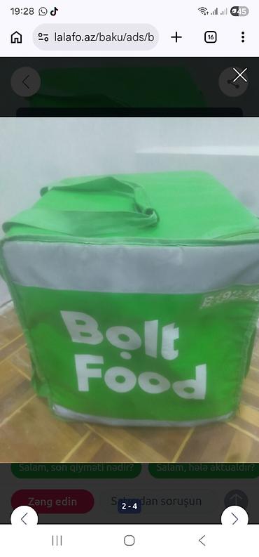 bolt sumka: Bolt Food termobağlama çantası - Rəng: yaşıl, Bolt Food loqolu - — 1
