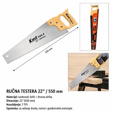 KMT Ručna testera sa drvenom drškom i oštrim zupcima, 22 inča –