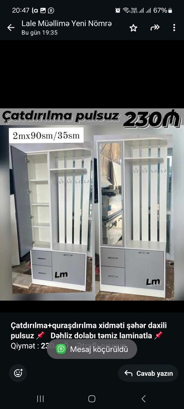 ayaqqabı dolabı: *Çatdırılma+quraşdırılma xidməti şəhər daxili pulsuz* 📌 *Dəhliz