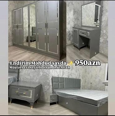 Yataq otağı dəsti – boz rəngdə, müasir dizayn Dəst tərkibi: - 4
