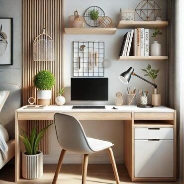 Sifarişlə yazı masaları: Dördbucaq masa, Stulsuz, Polkalı, Siyirməsiz, Türkiyə, Mat laminat — 13